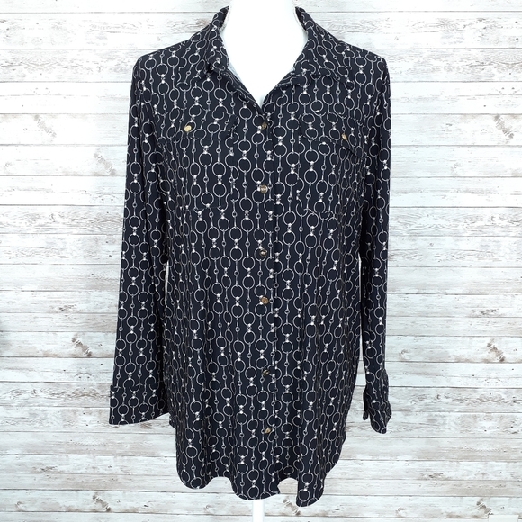Lauren Ralph Lauren Tops - Ralph Lauren Blouse 1X Button Down Top Chainlink 788